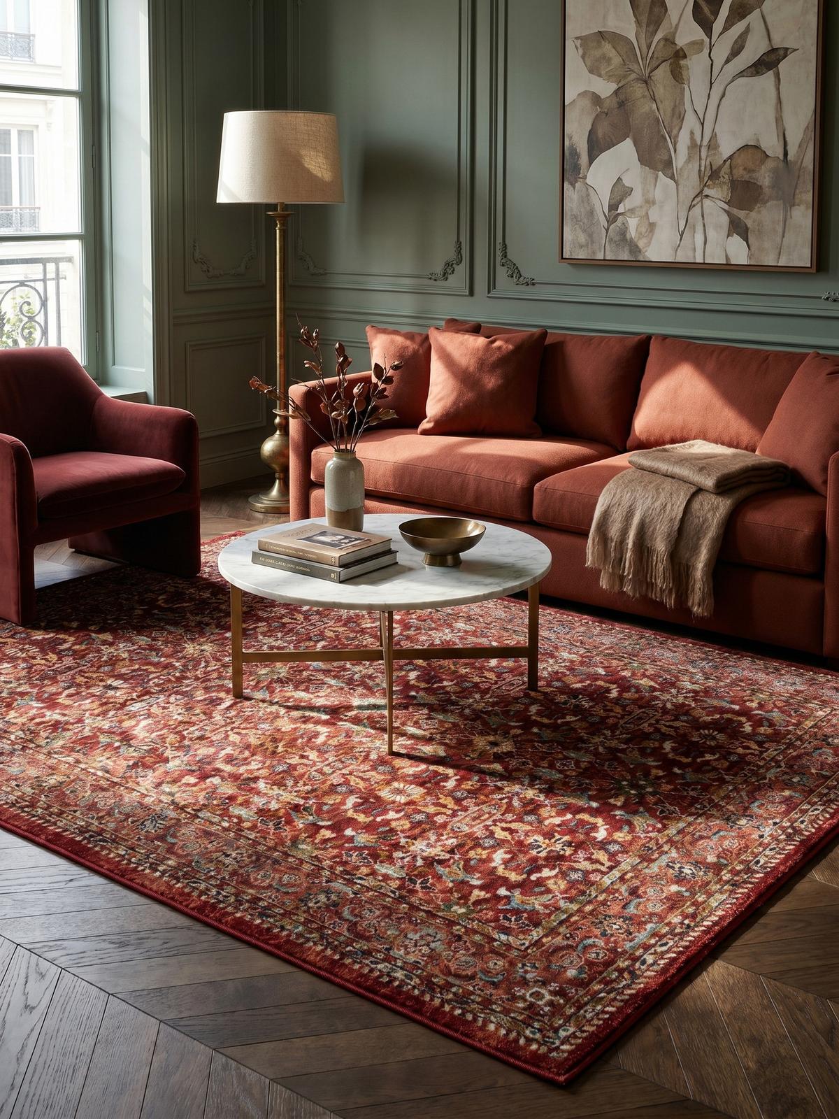KURZFLORTEPPICH GLAZERT, orientalisch, Rot, 120 x 170 cm - Rot, Textil (170/120cm) - KADIMA DESIGN