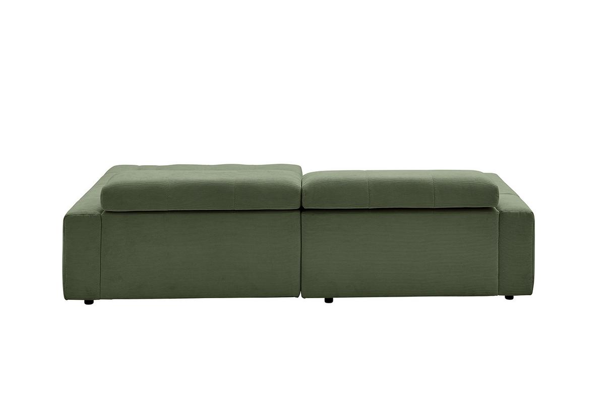 ECKSOFA RENO Grün Cord - Schwarz/Olivgrün, Kunststoff/Textil (258/217cm) - KAWOLA