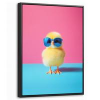 LEINWAND Bilder mit Rahmen - Chick - Sonnenbrille - Blau - 30x40 - Pink, Textil (30/40cm) - MuchoWow