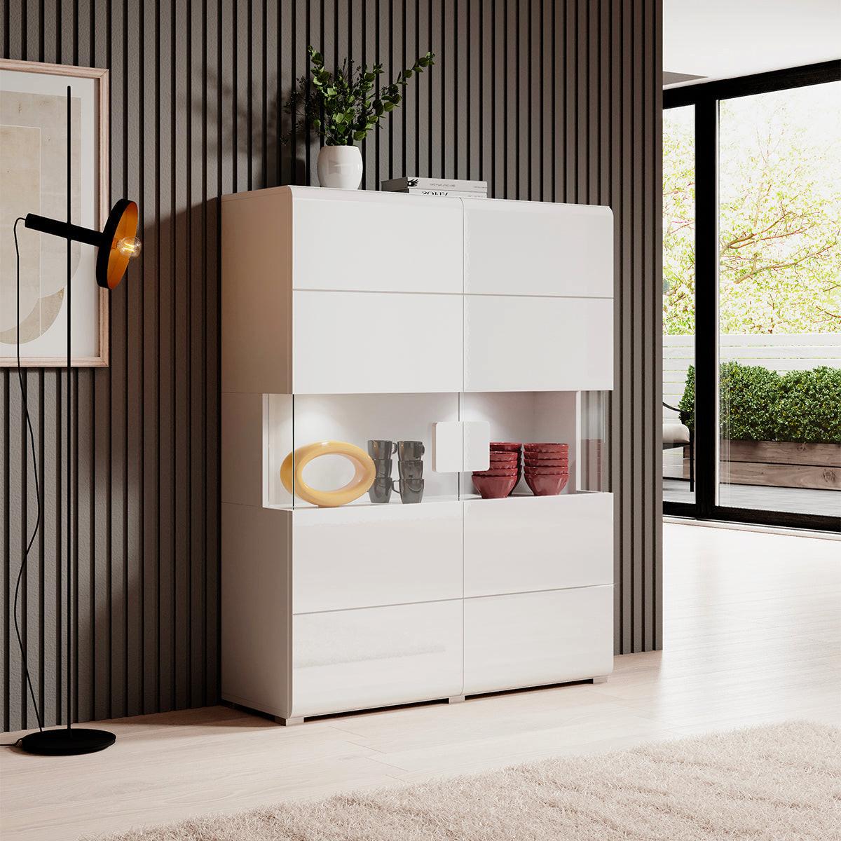 GESCHIRRSCHRANK Jules Weiß - Weiß, Holzwerkstoff (122/152/39cm) - Petits-meubles