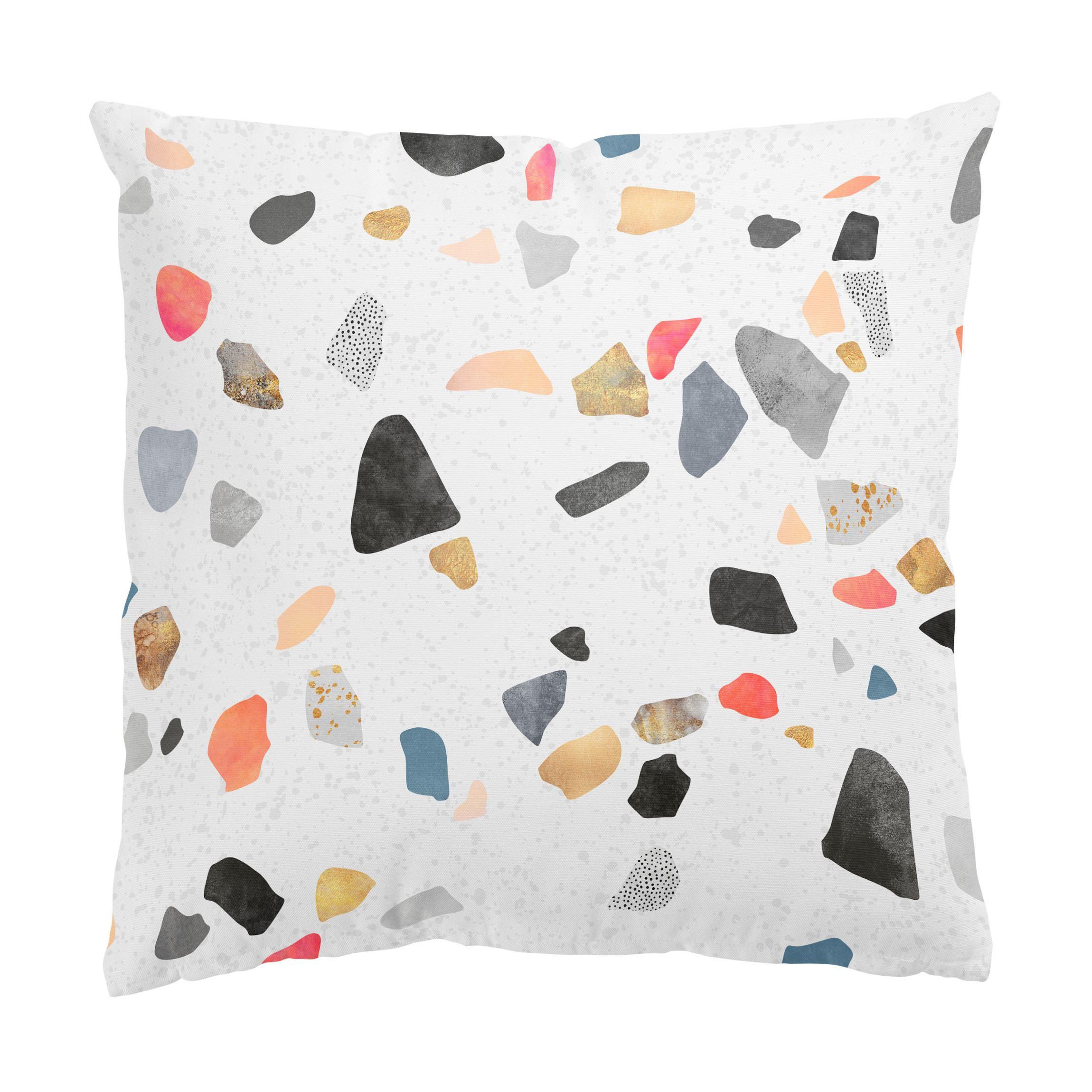 KISSENBEZUG Weißer Terrazzo mit Goldsteinchen 50/50 cm - Weiß, Textil (50/50cm) - Bilderwelten
