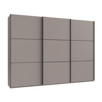 SCHWEBETÜRENSCHRANK 3-türig B300/H216/T65 cm in Sandgrau, Kleiderschrank inkl. Vollausstattung / 22017 - Sandfarben/Rot, Holzwerkstoff/Metall (300/216/65cm) - luma-home