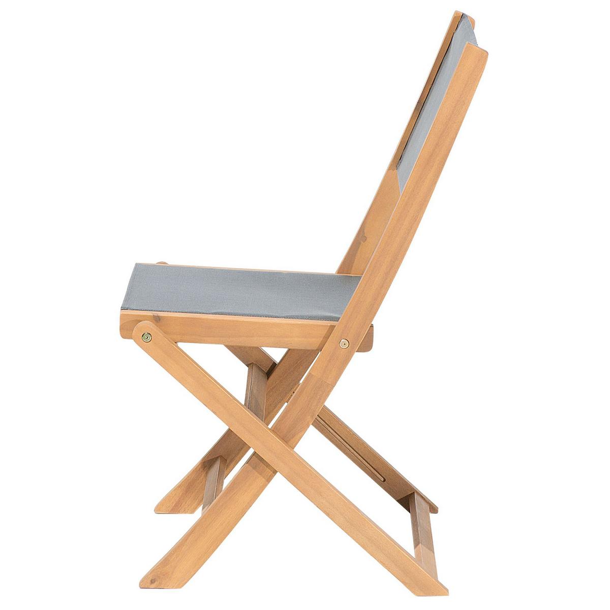 GARTENSTUHL 2er-Set Akazienholz hellbraun Cesana - Hellbraun/Grau, Holz (57/90/50cm) - Beliani