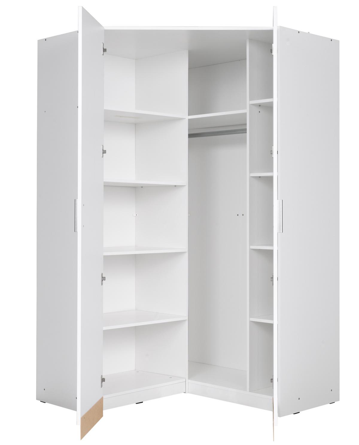 DREHTÜRENSCHRANK LUGERN 117/197/117cm 2-türig Weiß - Weiß, Holzwerkstoff (117/197/117cm) - MASSENO