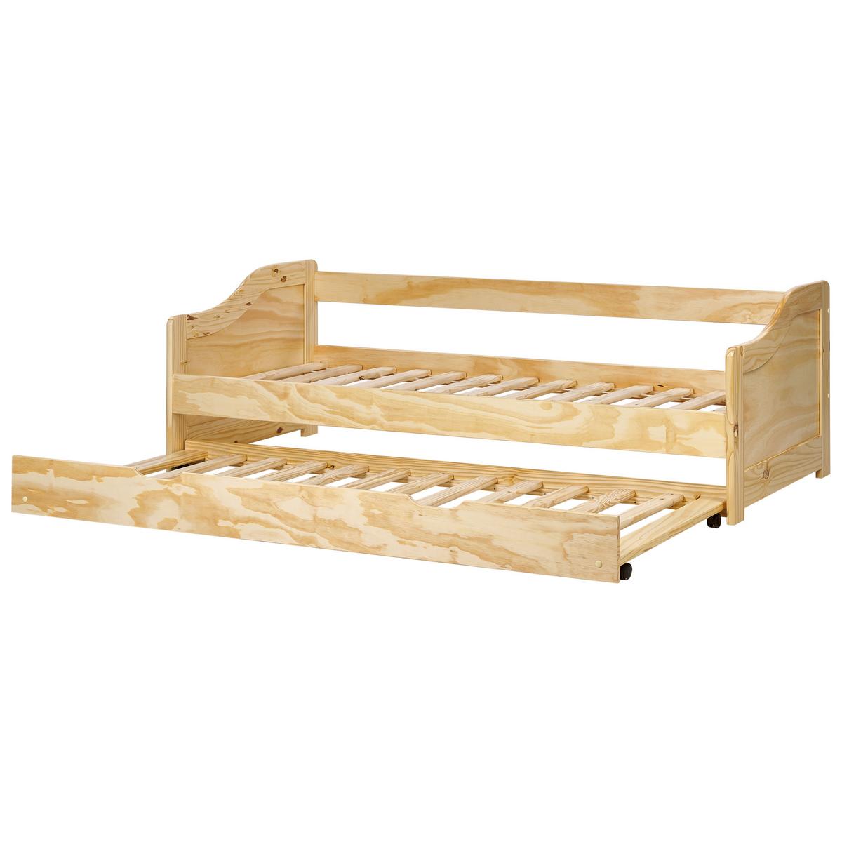 AUSZIEHBETT 90x200 cm Heller Holzfarbton Luneray - Hellbraun, Holz (90/200cm) - Beliani