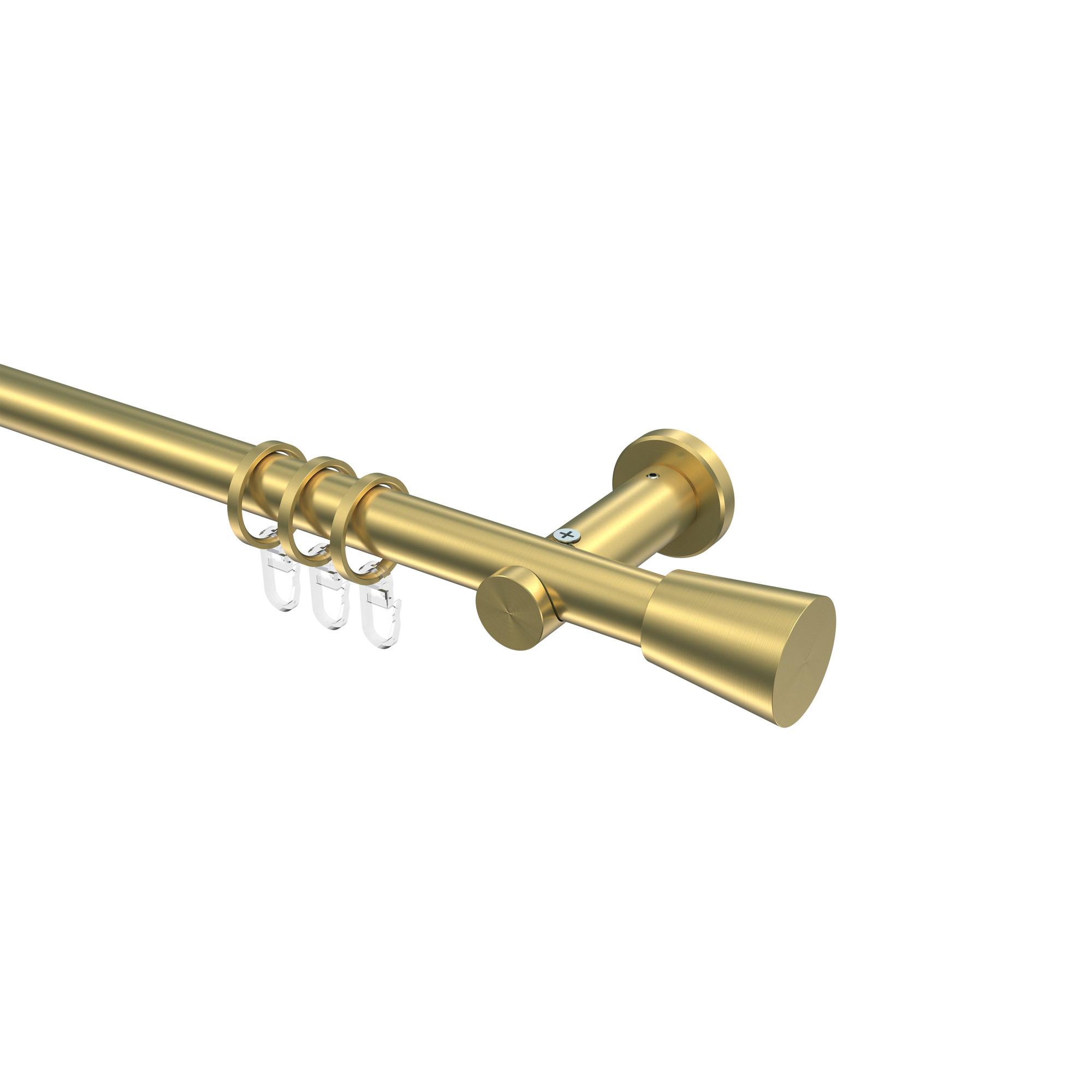 GARDINENSTANGE Platon Sitra 540 cm (geteilt in 3 x 180 cm), 1-läufig, 20 mm Ø Messing-Optik - Messingfarben, Metall (540cm) - INTERDECO