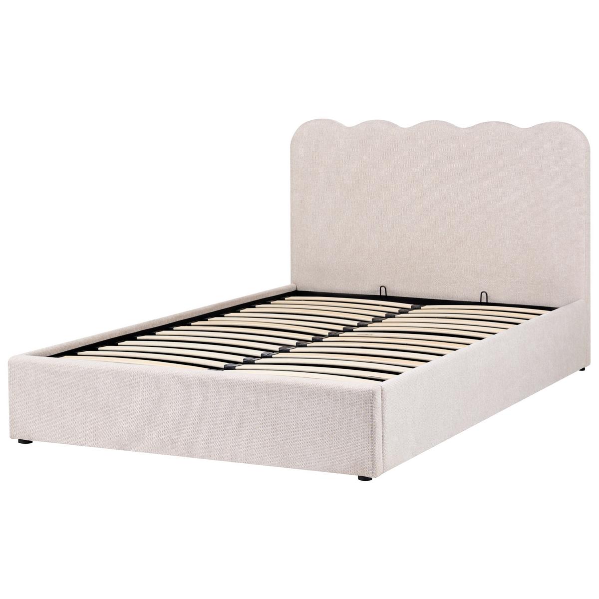 BETT mit Stauraum 140/200 Stoff Hellbeige Nanterre - Beige, Textil (140/200cm) - Beliani
