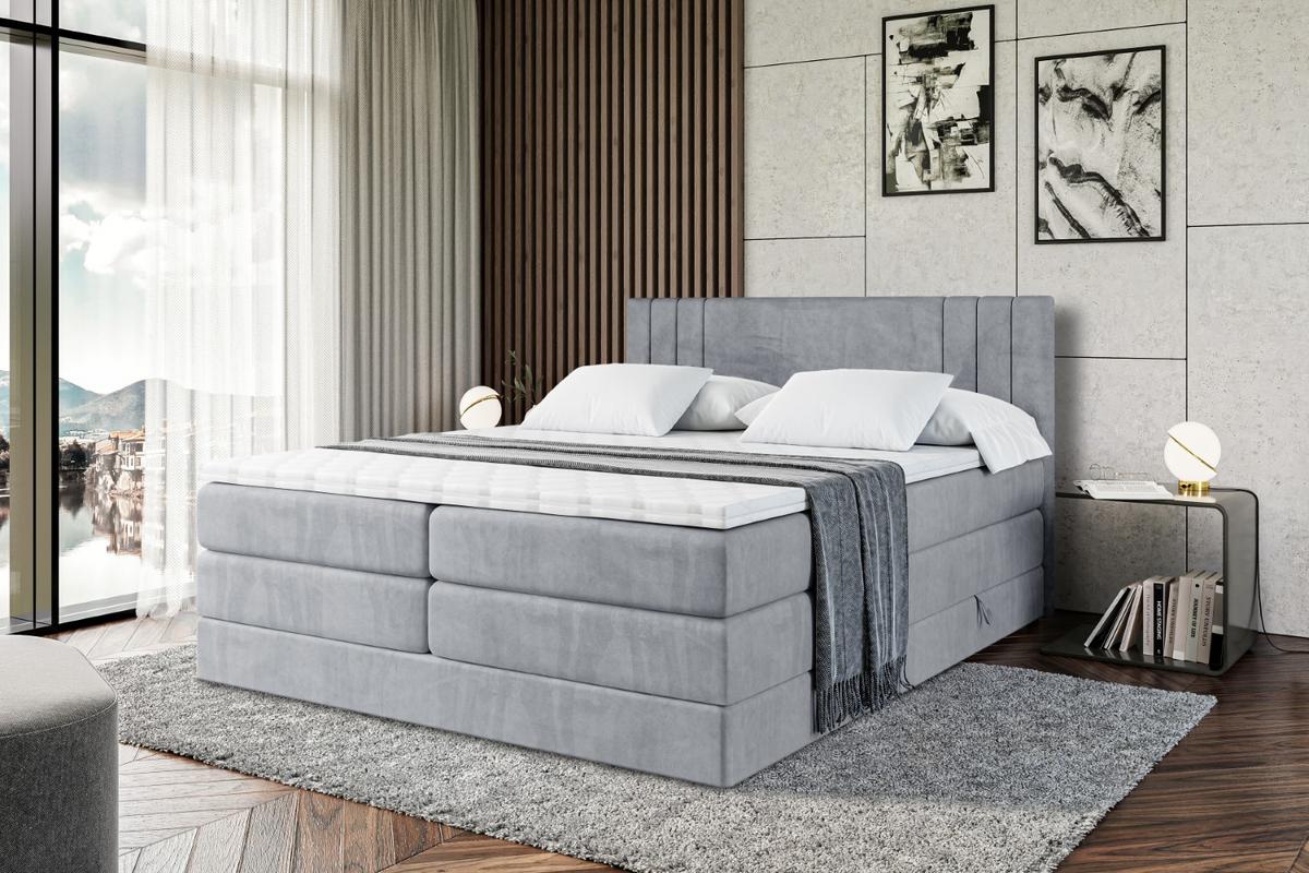BOXSPRINGBETT IDRIKO KING - 140x200 - H3/H4 - Grau - Grau, Holzwerkstoff (140/200cm) - ALTDECOR