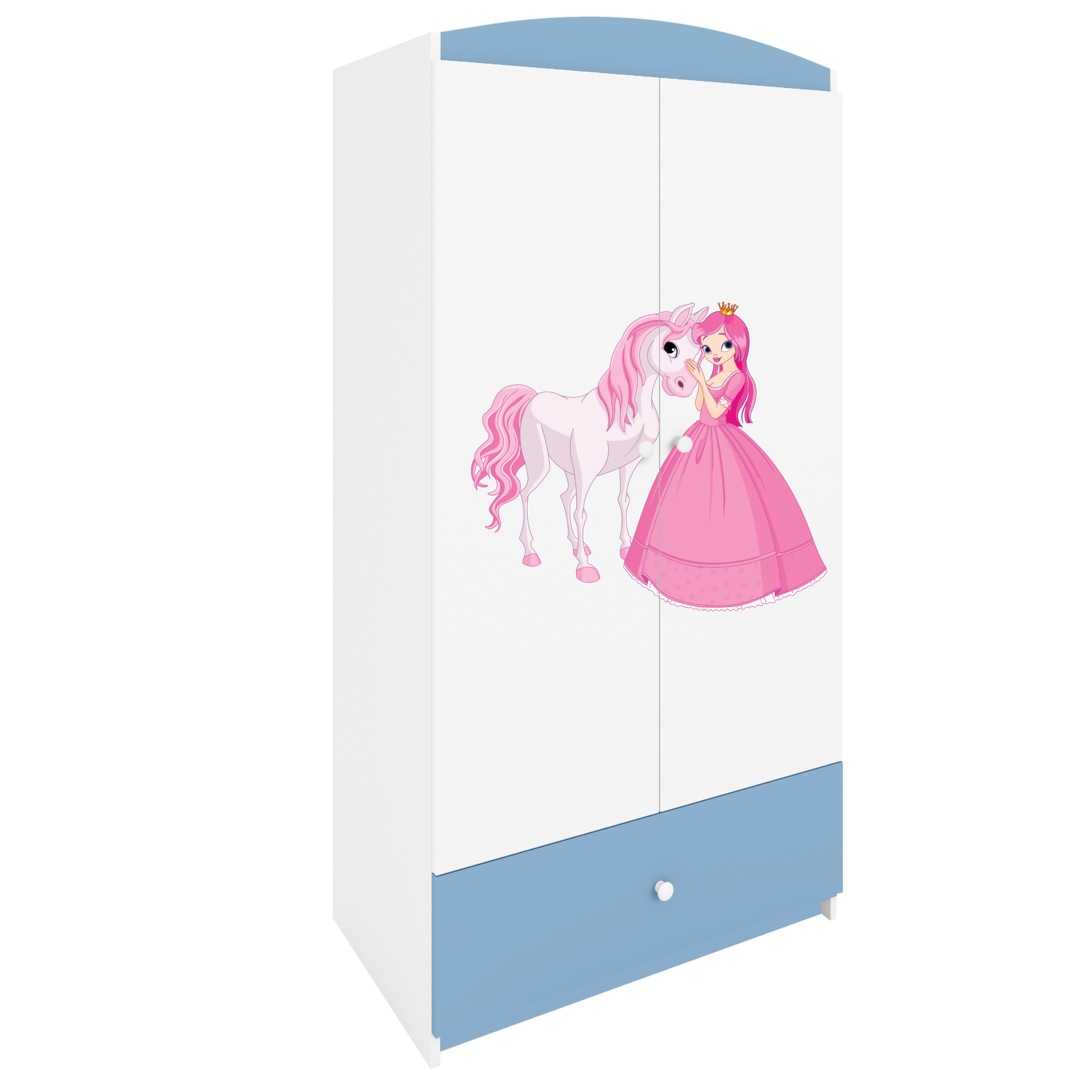 KINDERKLEIDERSCHRANK Prinzessin I - Blau, Holzwerkstoff (90/175/52cm) - RAUMHIRSCH FURNITURE