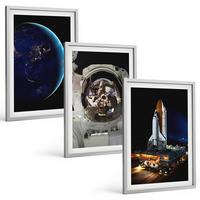 BILDER SET 3er Set - 40x60 cm Silberner Rahmen - Weltraum Erde Astronaut Rakete - Silberfarben, Kunststoff (40/60cm) - TULUP