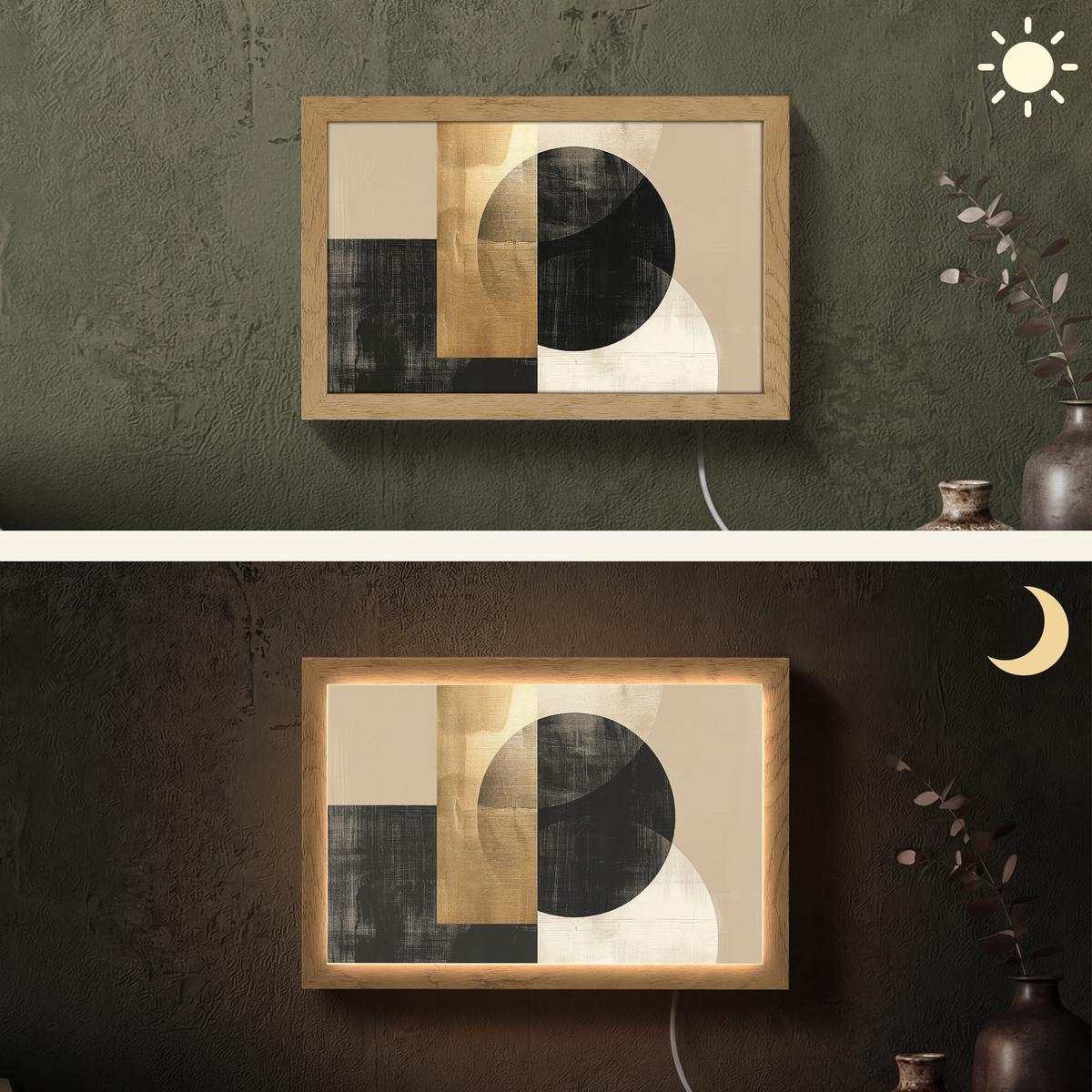 WANDLEUCHTE Abstrakt - Modern - Schwarz - Gold 30x20 cm - Sandfarben, Holzwerkstoff (30/20/8cm) - OnlyWow