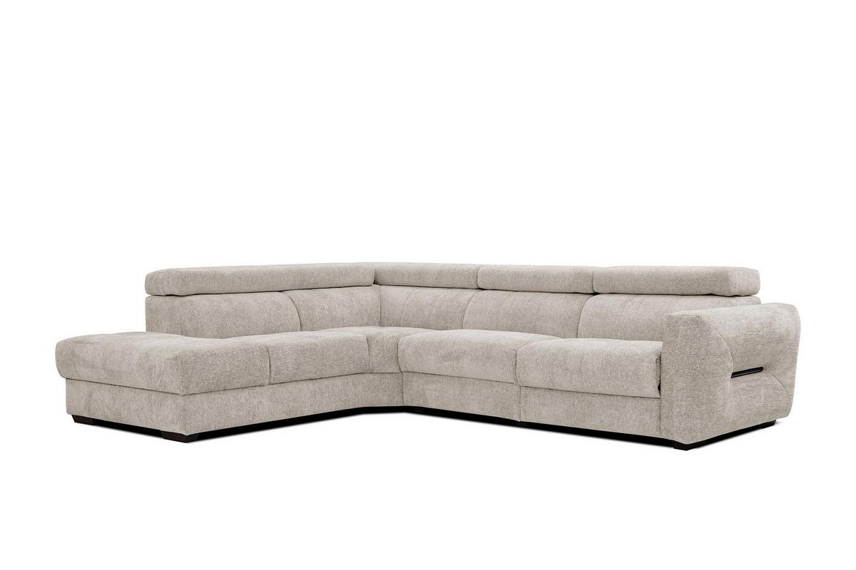 ECKSOFA CALVERA 5-Sitzer mit 1 Relaxfunktion, ecru - Ecru, Holzwerkstoff/Textil (239/298cm) - Wozimo