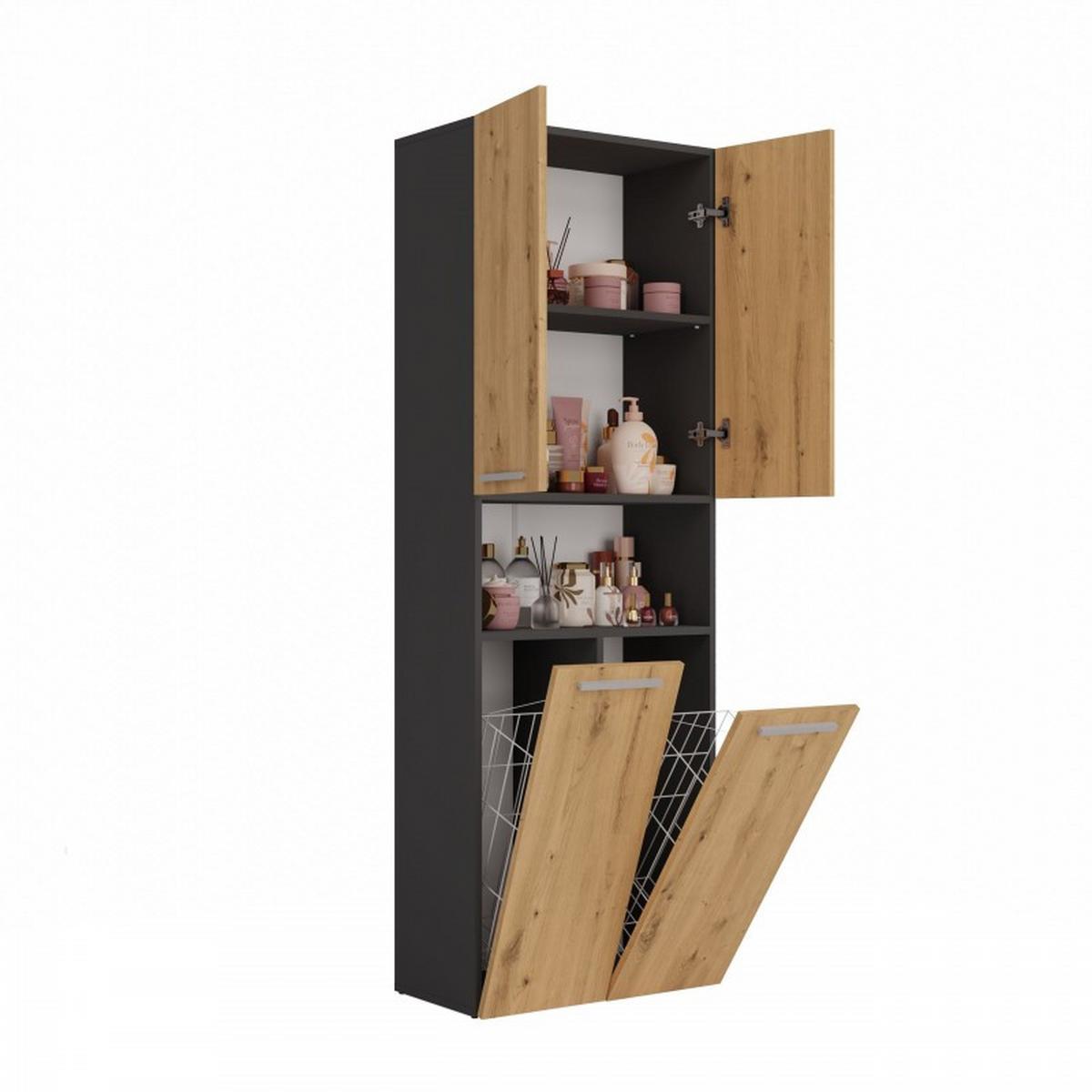 BADEZIMMERSCHRANK Anthrazit, Artisan 60/174/30 - Anthrazit, Holzwerkstoff (60/174/30cm) - RAUMHIRSCH FURNITURE