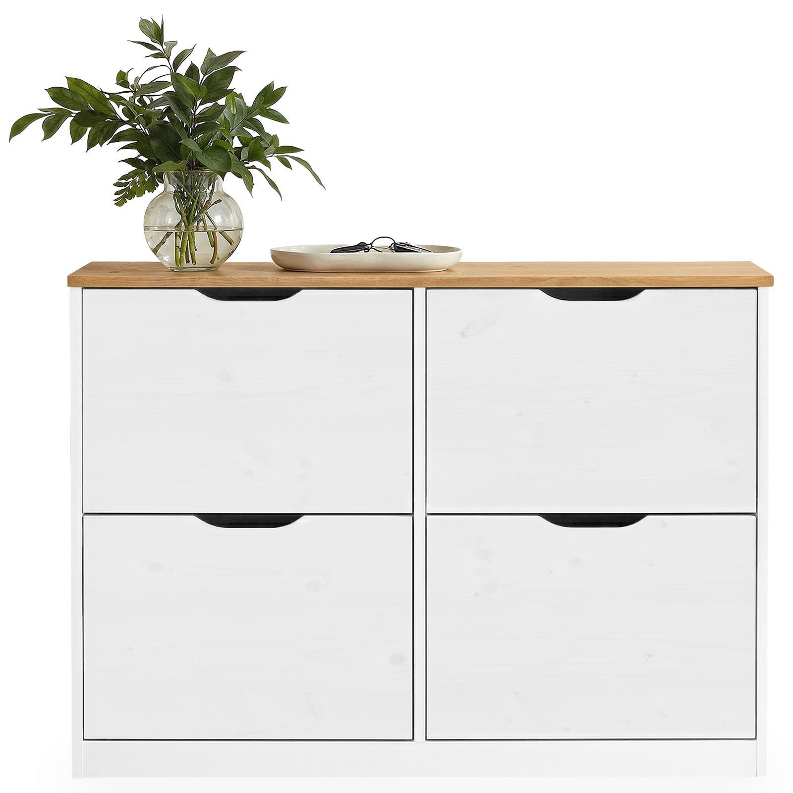 SCHUHSCHRANK BASIL - Weiß/Braun, Holz (115/79/25cm) - IDIMEX