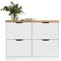 SCHUHSCHRANK BASIL weiß/braun - Weiß/Braun, Holz (115/79/25cm) - IDIMEX
