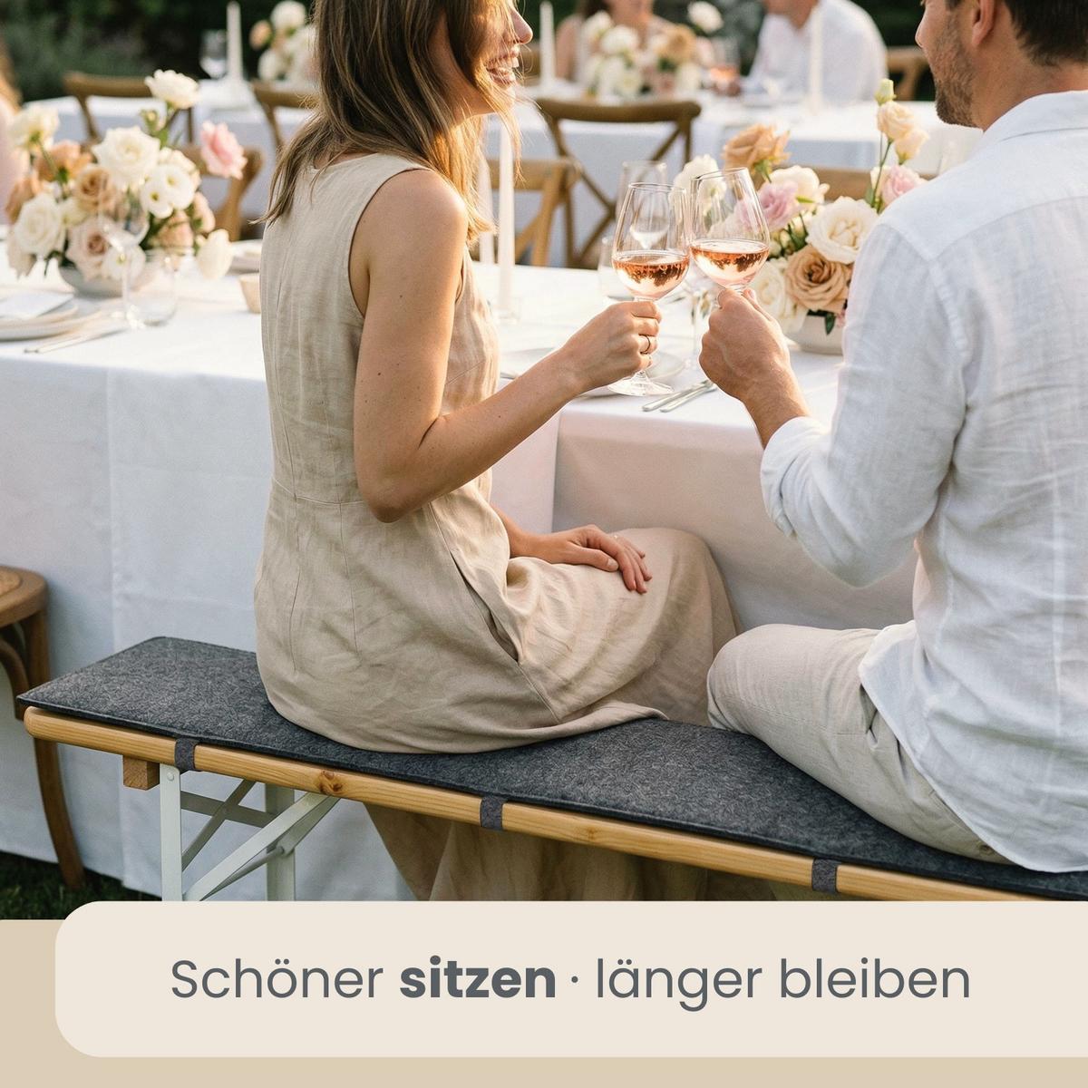 BIERBANKAUFLAGE Filz, 2er Set, Grau 180/28/1 cm - Grau, Kunststoff (28/1/180cm) - Dunedesign