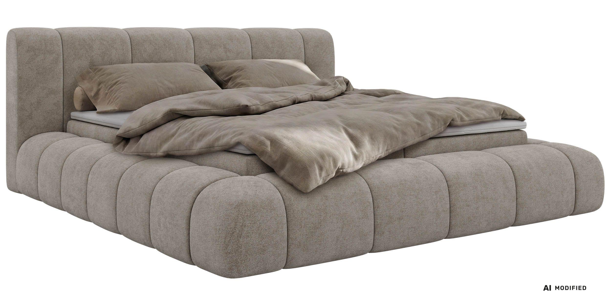 BOXBETT NUBEA 140/200 - Greige Stukture - Topper Visco - H4 - Greige/Schwarz, Kunststoff/Textil (140/200cm) - MKS