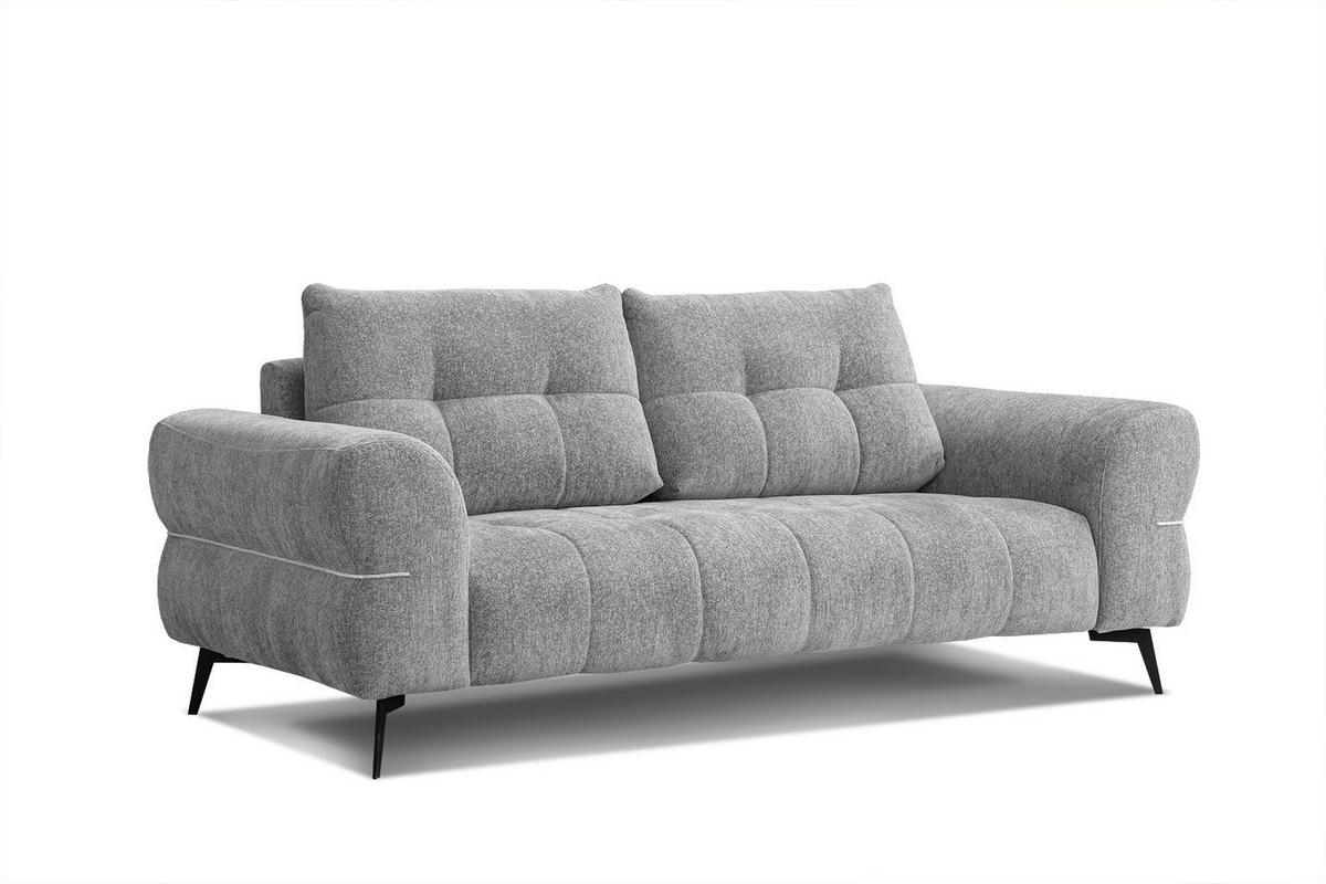 SOFA SALVINI 3-Sitzer, grau - Schwarz/Grau, Holzwerkstoff/Textil (176/88/99cm) - Wozimo