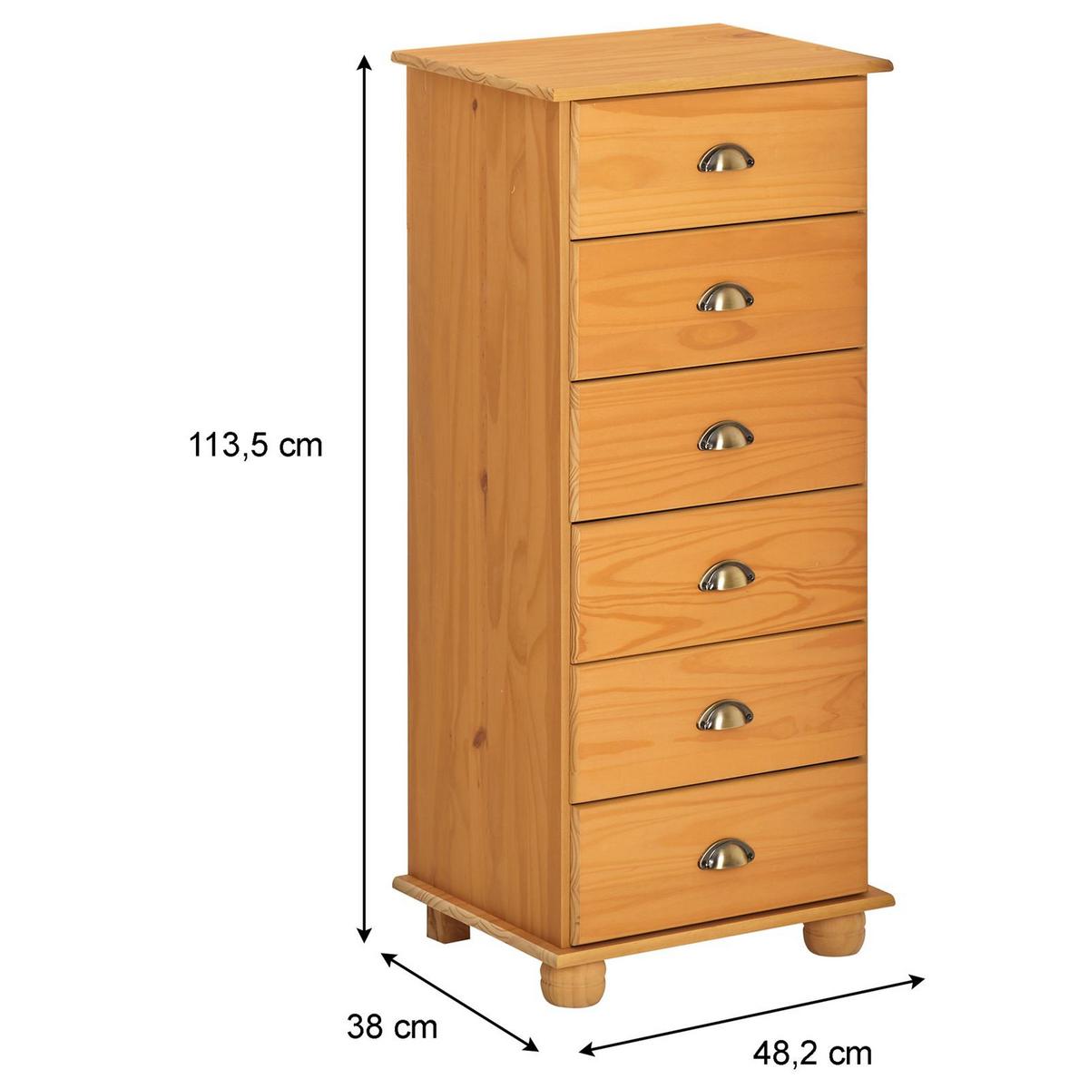 APOTHEKERKOMMODE COLMAR gebeizt/gewachst - Kieferfarben, Holz (49/114/39cm) - IDIMEX