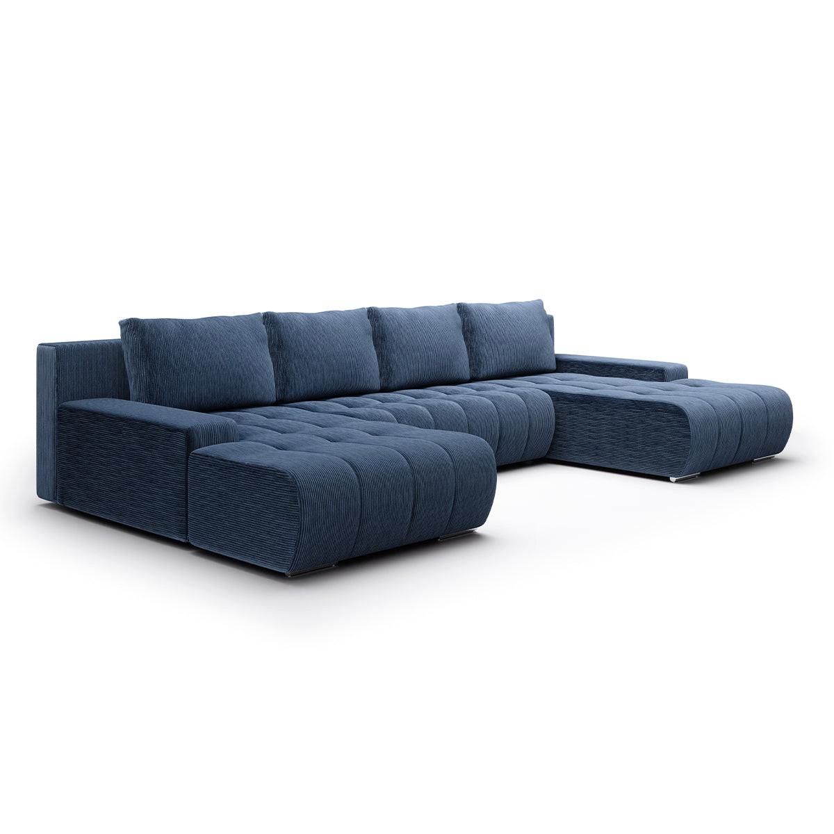 PANORAMASOFA Jonas 5 Sitzplätze Blau - Blau, Holz (350/85/185cm) - Petits-meubles