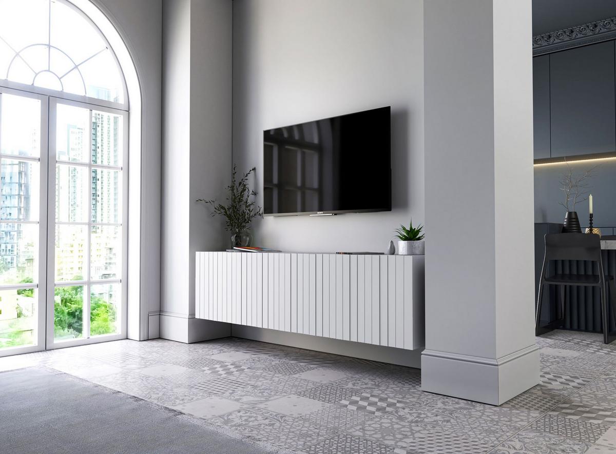 TV-SCHRANK Elpis Weiß Matt Glamour 150 cm - Weiß, Holzwerkstoff (150/37.5/36.5cm) - Meble Lindner