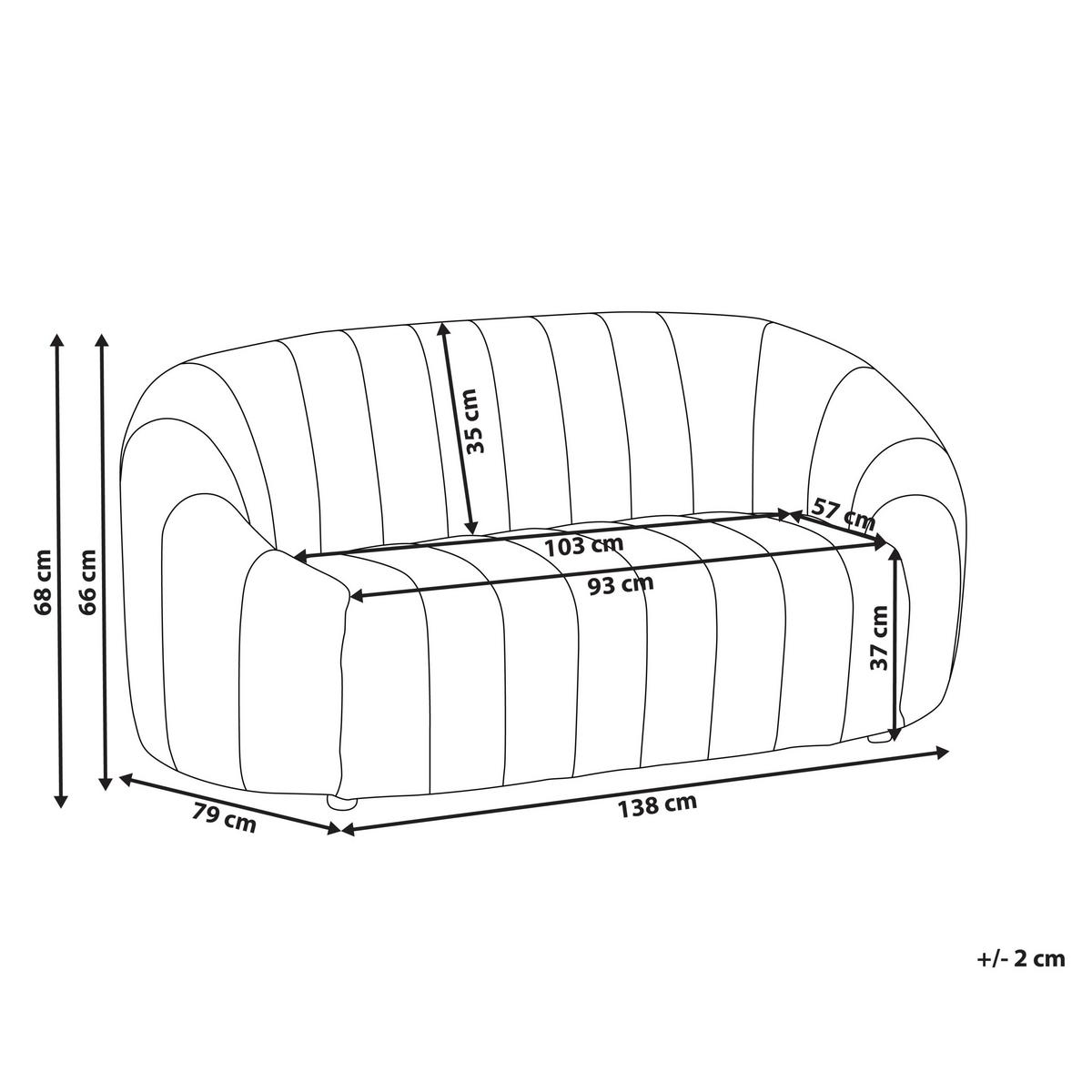 2-SITZER-SOFA Samtstoff cremeweiß Malung - Weiß, Textil (138/68/79cm) - Beliani