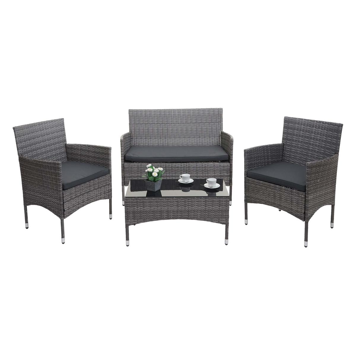 POLY-RATTAN GARNITUR Grau, Anthrazit - Anthrazit/Grau, Kunststoff - MCW