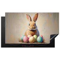 HERDABDECKPLATTE Osterhase - Pastell - Eier Induktionsschutz 91.6x52.7 cm - Beige, Kunststoff (91.6/52.7/0.2cm) - MuchoWow