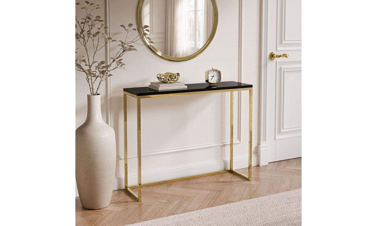 KONSOLE MODERN II 100/30/80 cm Goldchrom/Schwarz Hochglanz - Goldfarben/Schwarz, Holzwerkstoff/Metall (100/80/30cm) - Lookway