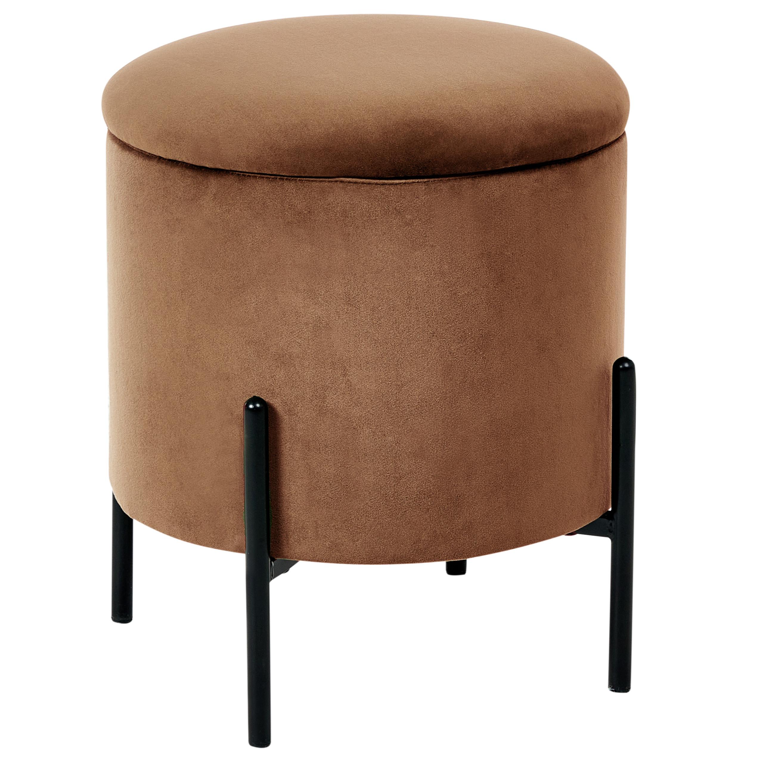 POUF Dunkelbraun Wenona - Dunkelbraun/Schwarz, Textil (37/40/37cm) - Beliani