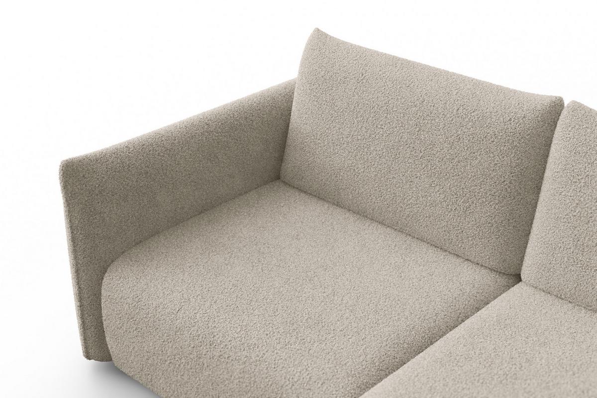ECKSOFA TAUER 3-Sitzer RECHTS, Bouclé-Stoff beige - Beige/Schwarz, Holz/Textil (206/173cm) - Courtois Laville