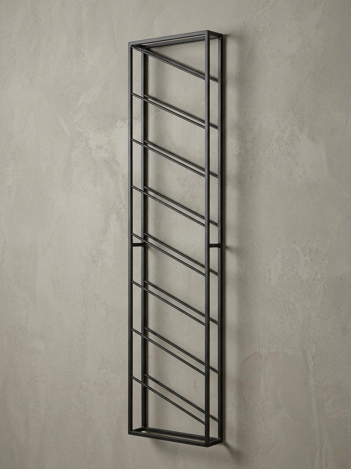 WEINREGAL STILVIN Eisen Pulverbeschichtet Wandmontage Handgefertigt, Schwarz 36x8x150 cm - Schwarz, Metall (36/150/8cm) - KADIMA DESIGN