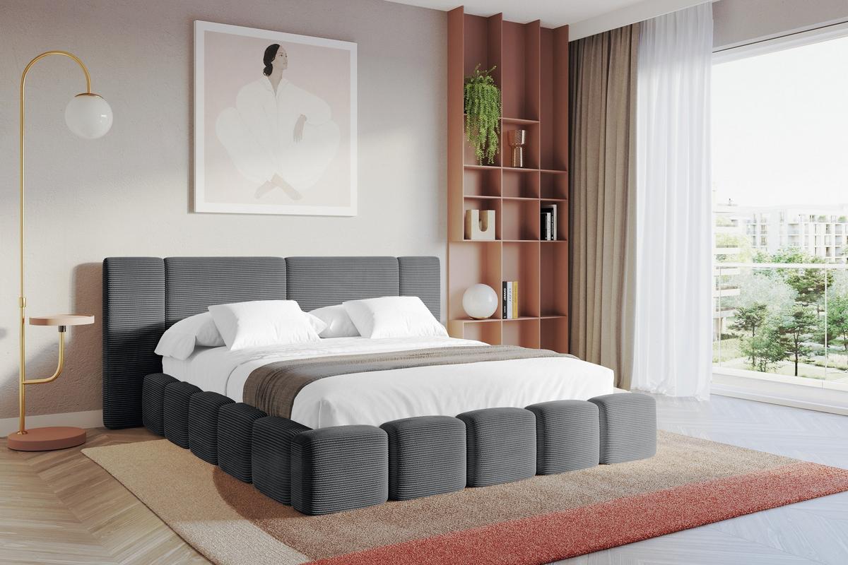 POLSTERBETT mit Bettkasten und Lattenrost, Bett mit Matratze H3/H4 - NILO 120x200 Dunkelgrau - Graphitfarben, Holzwerkstoff/Textil (120/200cm) - ALTDECOR