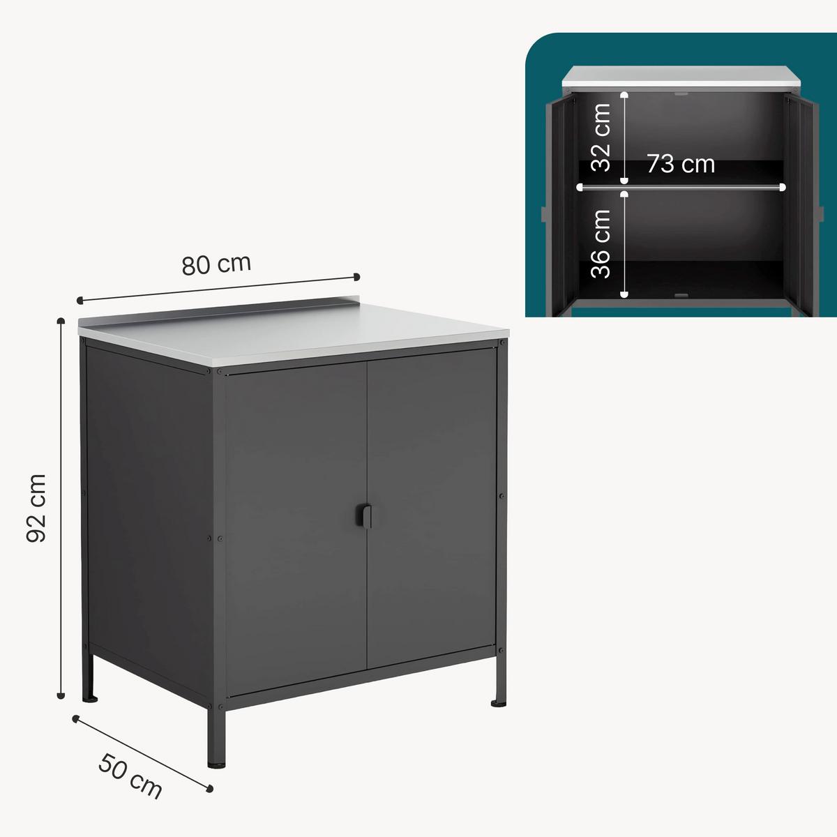 OUTDOOR-SCHRANK Bolognano - Schwarz, Metall (80/92/50cm) - casa.pro