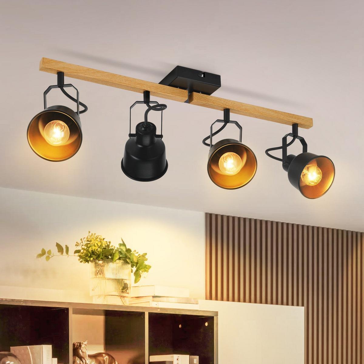 DECKENSTRAHLER Dodd 4-flammig 64/19/14cm - Schwarz, Metall (64/19/14cm) - Nettlife