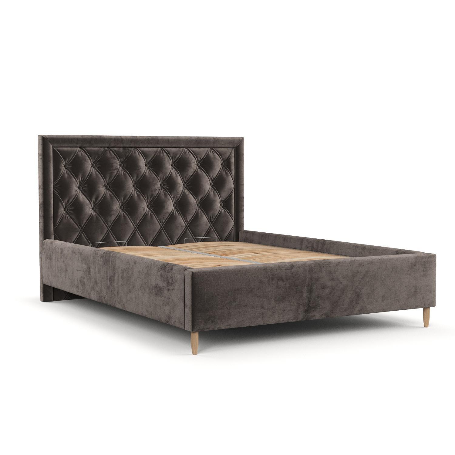 POLSTERBETT Lido 160/200 cm Braun im Lotta Stoff - Naturfarben/Braun, Holz/Holzwerkstoff (160/200cm) - AltaBeds