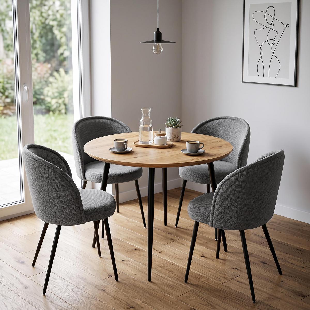 STÜHLE Gappo, Polsterstuhl mit gepolsterter Rückenlehne, Metallbeine, Dunkelgrau - Dunkelgrau/Schwarz, Metall (52/77/51cm) - Beautysofa