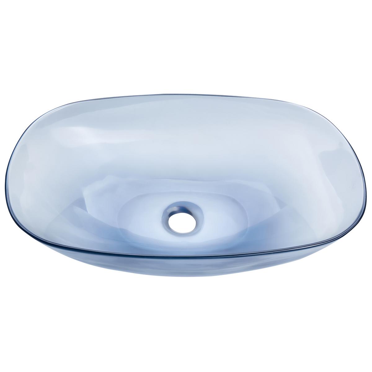 AUFSATZWASCHBECKEN Blau 54/36 cm Mineralwerkstoff Moengo - Blau/Transparent, Keramik (54/15/36cm) - Beliani