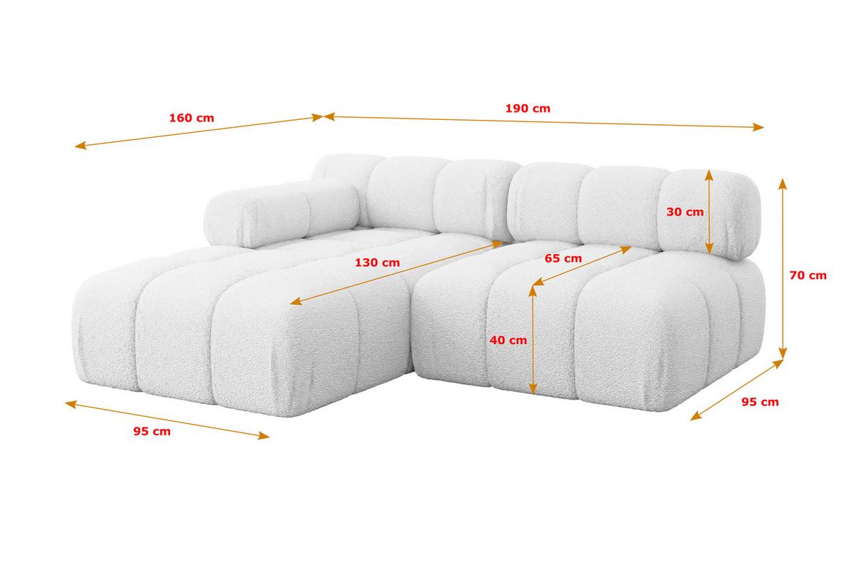 ECKSOFA modulares Sofa Razon-L1 - 190x160x70 cm Weiß Bouclé - Weiß, Holzwerkstoff/Textil (190/160cm) - ALTDECOR