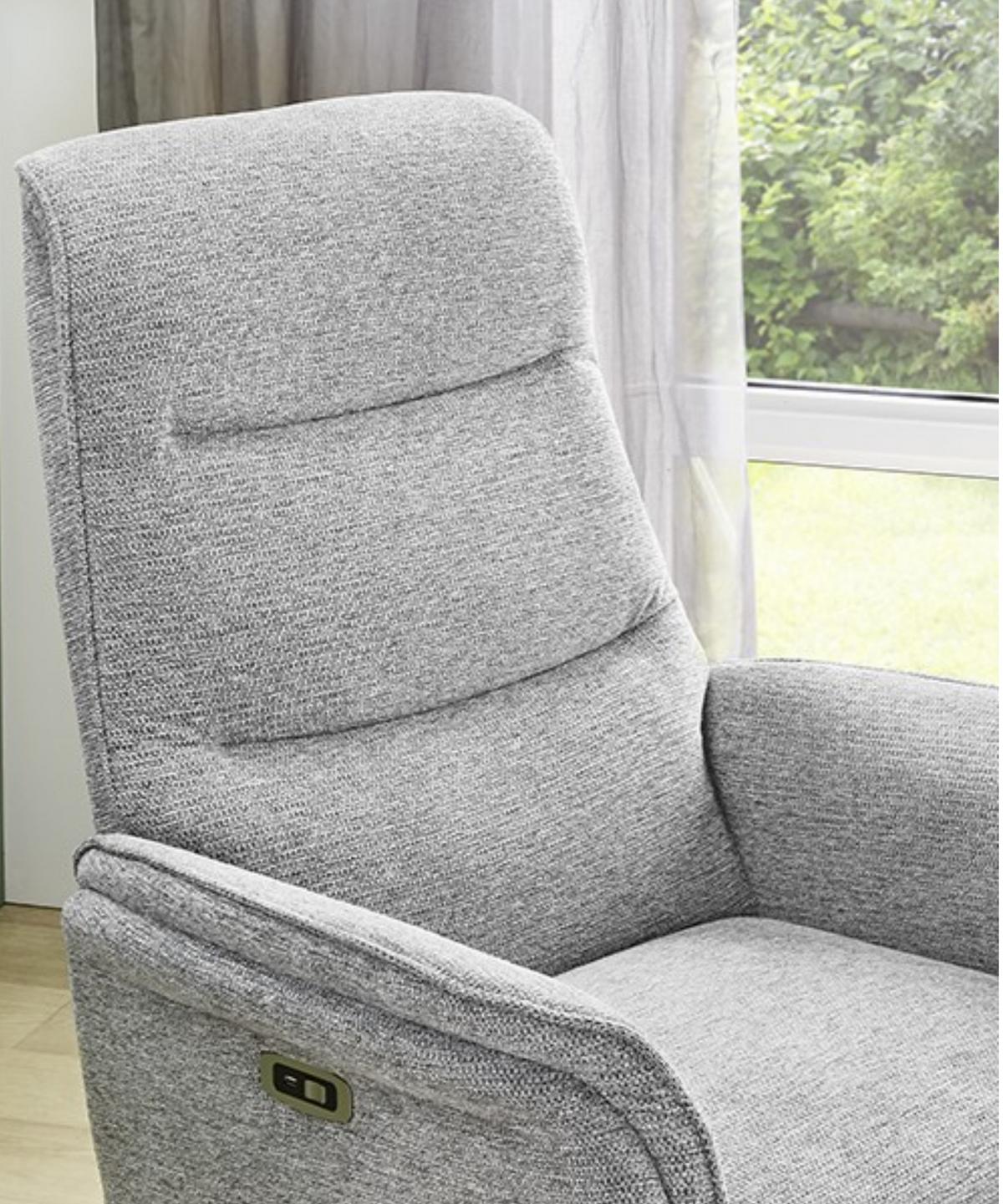 TV-RELAXSESSEL elektrisch mit Massage-/Heizfunktion, zweimotorische Verstellung B74/T89/H108 cm, Chenille-Bezug Grau /15600 - Schwarz/Grau, Textil/Metall (74/108/89cm) - luma-home