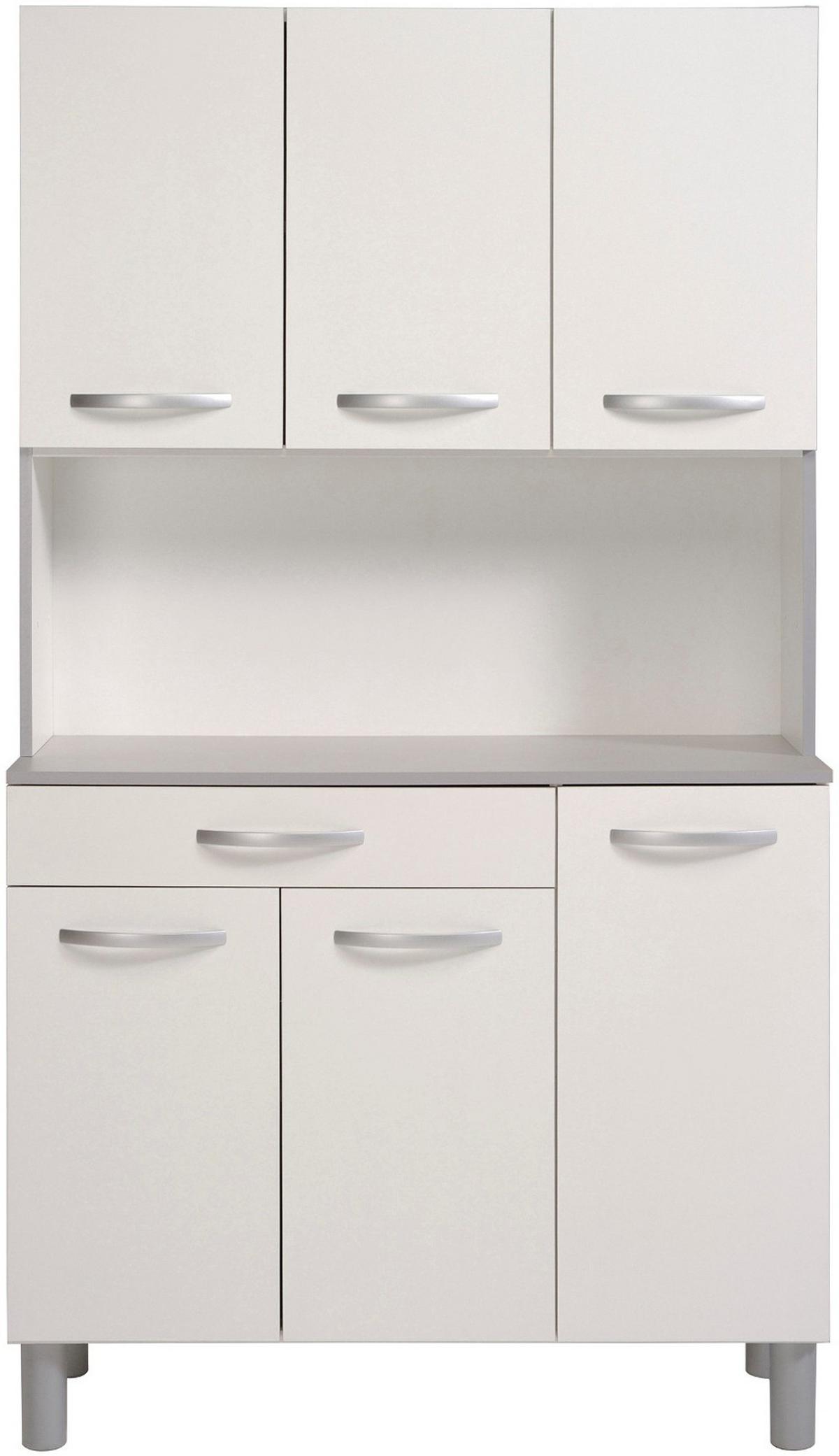 BUFFET Küche weiß, grau 101 cm Küchenschrank mit viel Stauraum - Weiß/Grau, Holzwerkstoff (101/185/40cm) - Parisot Meuble