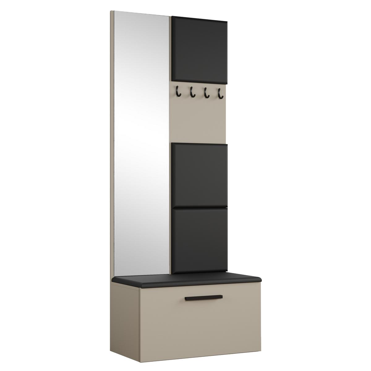 GARDEROBENSCHRANK MODULO 201,2/204/40 cm Modern Garderobe-Set Kaschmir - Kaschmir/Schwarz, Holzwerkstoff (201.2/204/40cm) - MASSENO