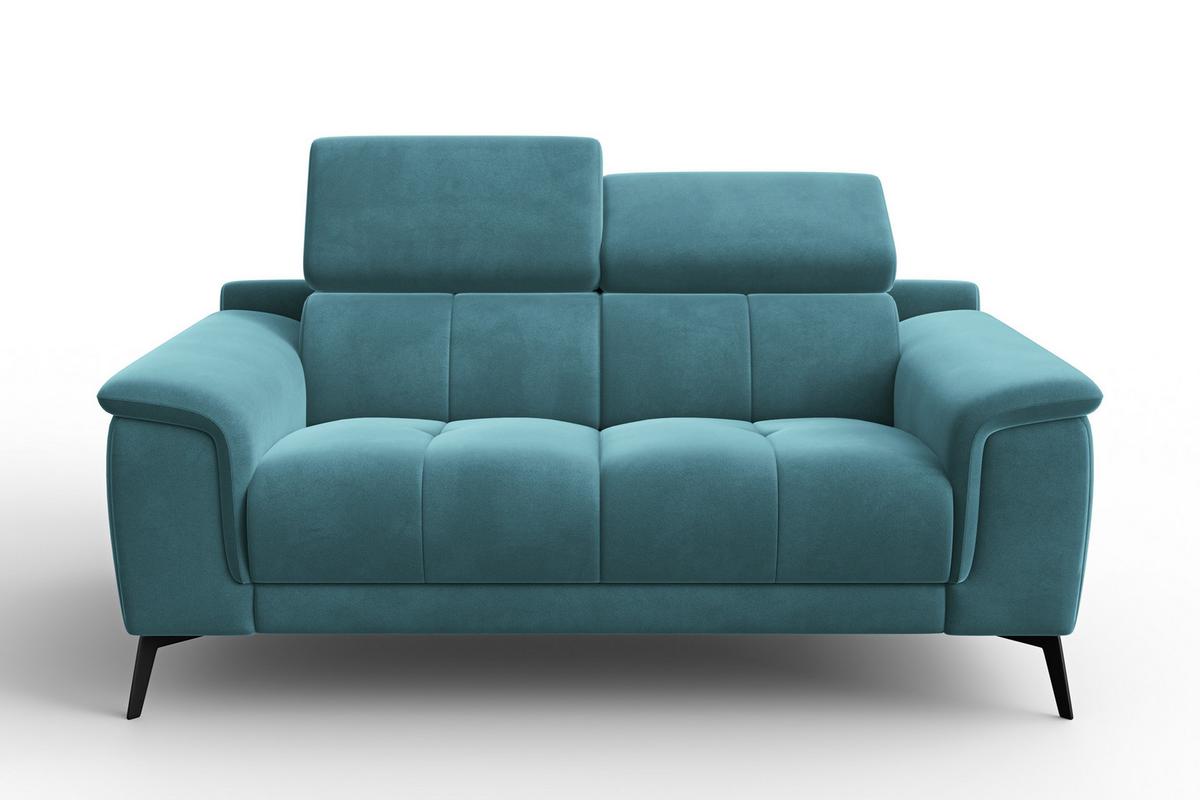 SOFA FIERO 2-Sitzer, Minter Veloursstoff - Schwarz/Mintgrün, Holz/Textil (170/82/103cm) - Courtois Laville