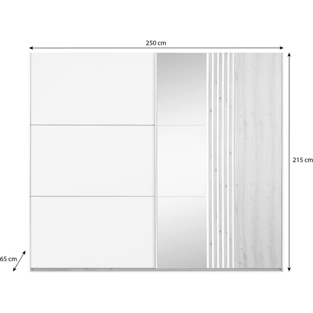SCHWEBETÜRENSCHRANK Soria mit 2 Türen und Spiegel, 250 cm, eiche Artisan - Eiche Artisan, Holzwerkstoff (250/215/65cm) - Beautysofa