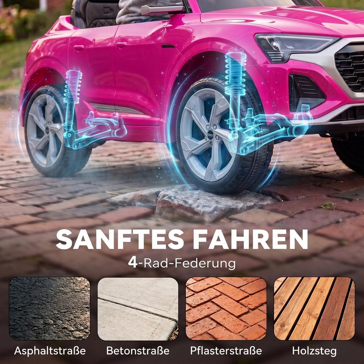 KINDER-ELEKTROAUTO Kunststoff Stahl Rosa - Rosa, Kunststoff (98/49.5/43cm) - AIYAPLAY