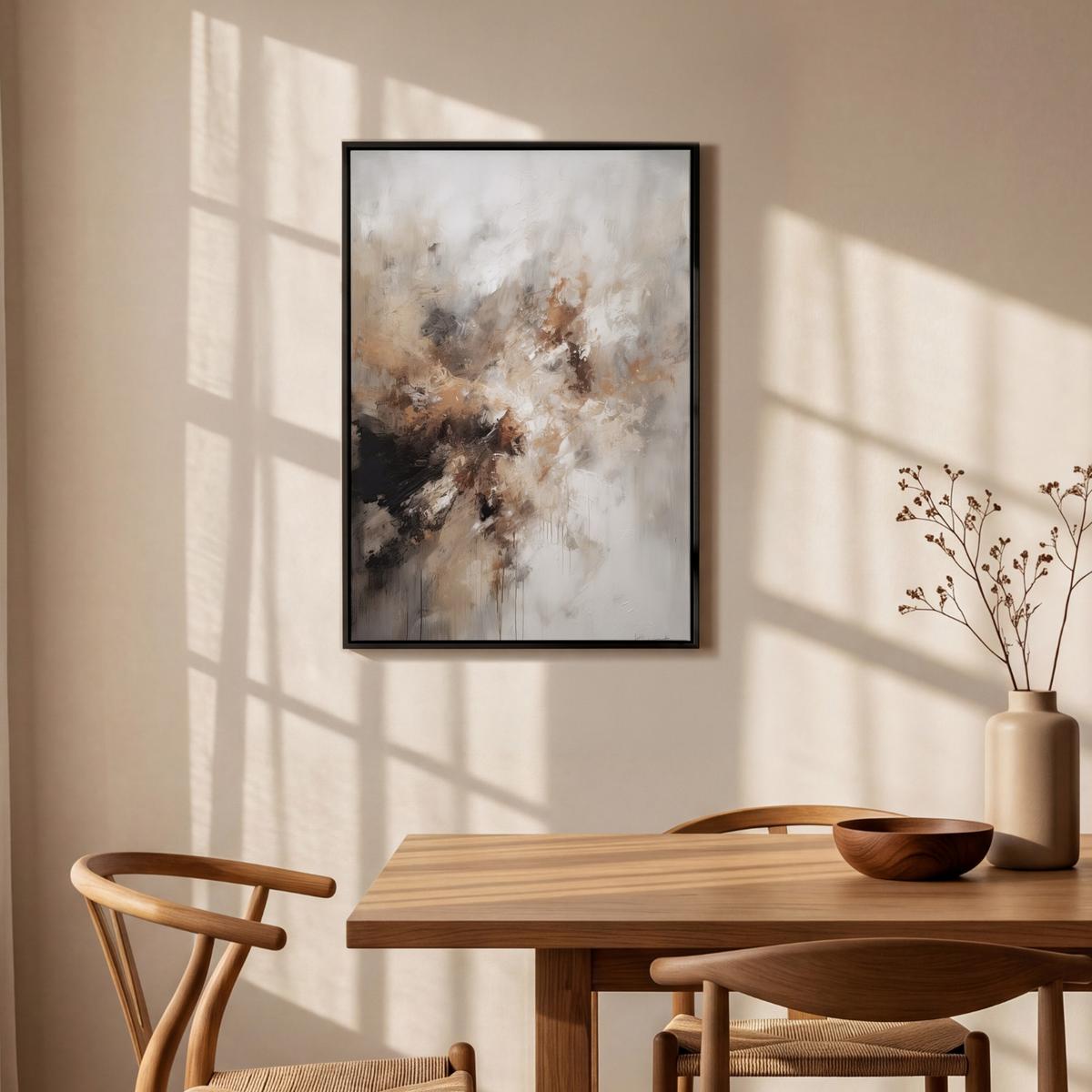LEINWAND Bilder mit Rahmen - Farbe - Abstrakt - Beige - Kunst - 60x90 - Greige, Textil (60/90cm) - MuchoWow