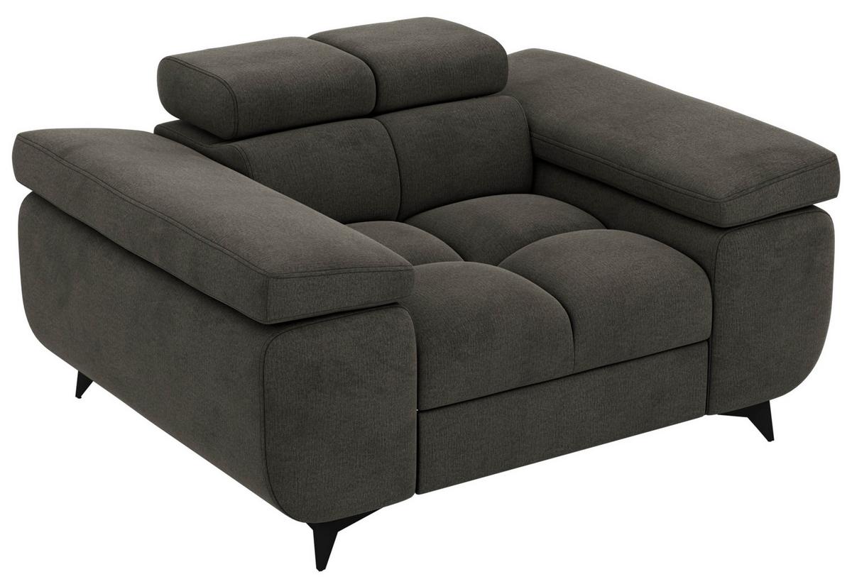 SESSEL NIDELLO - Dunkelgrau Velvet - Dunkelgrau/Schwarz, Textil/Metall (130/70/97cm) - MKS