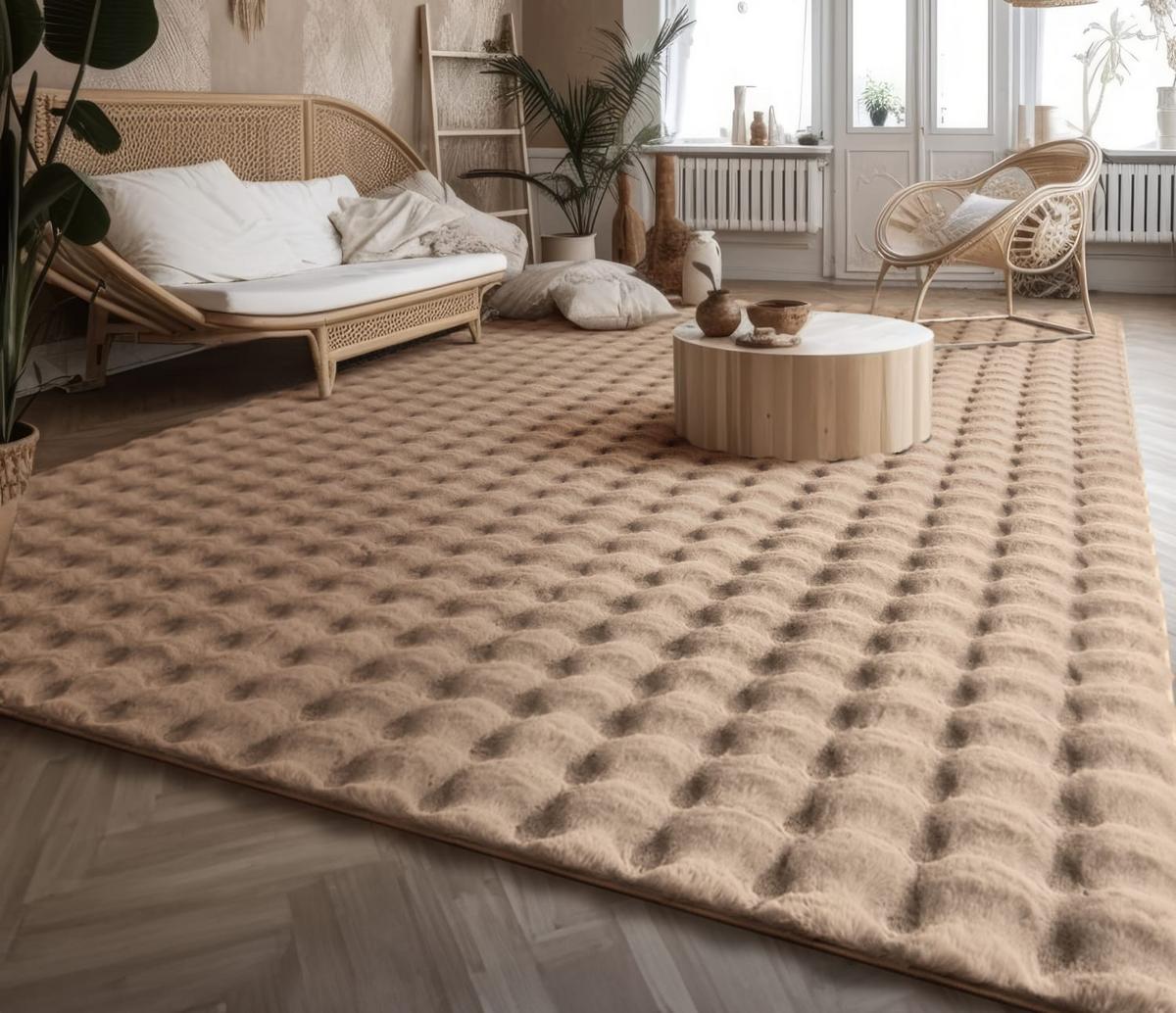 HOCHFLORTEPPICH Rauten Beige 120 x 160 cm - Beige, Kunststoff (120/160cm) - TT Home