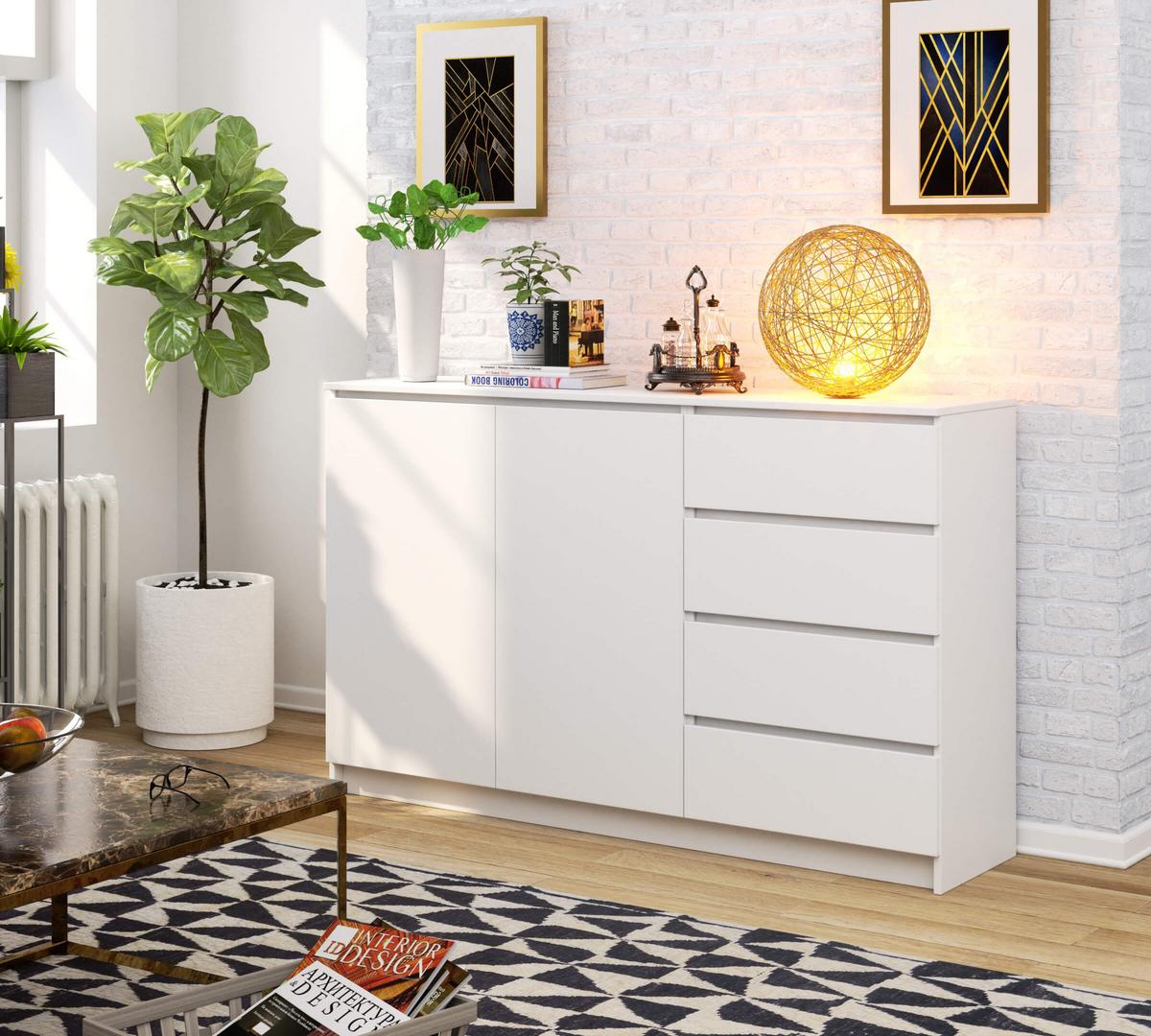 KOMMODE Weiß 99/160/40 - Weiß, Holzwerkstoff (160/99/40cm) - RAUMHIRSCH FURNITURE