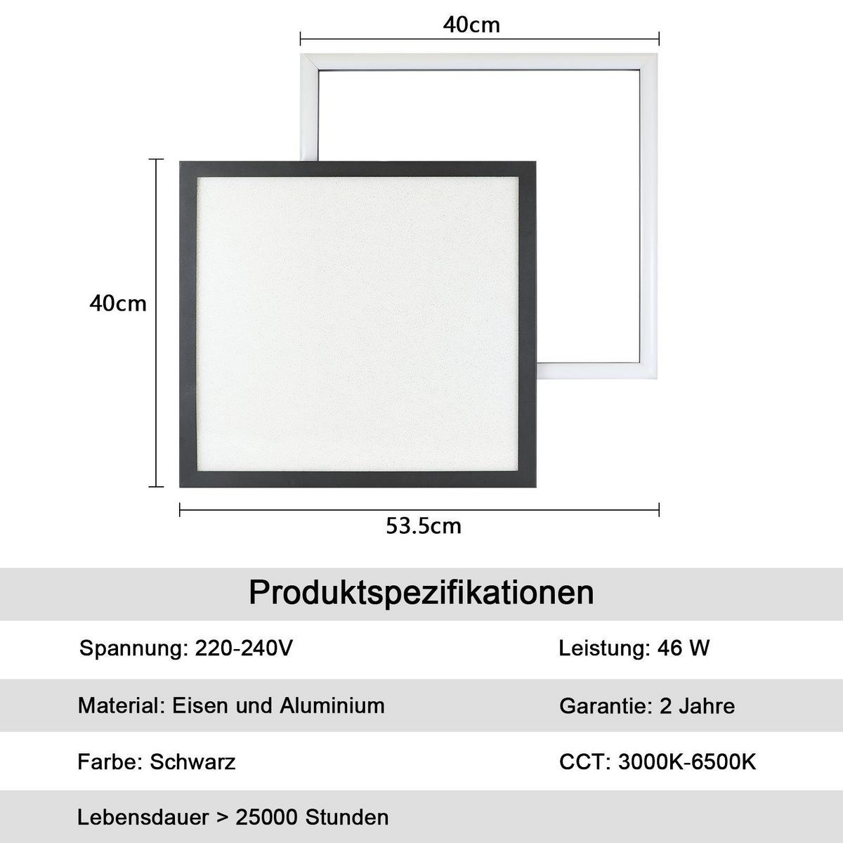 LED-DECKENLEUCHTE Carl 53/53/5 cm - Schwarz, Metall (53/53/5cm) - Nettlife